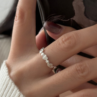 Japanese and Korean style ring ladies niche design love texture moonstone opening adjustable ring ins style