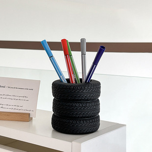 Advanced creative tire pen holder office desktop storage box finishing niche artistic ornaments boys wholesale