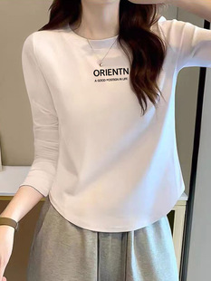 Autumn Women's Fashion Brand Early Autumn Long Sleeve Women's Top Round Neck T-Shirt Women's 2024 T-Shirt Base Shirt