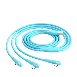 66W elbow liquid silicone fast charging three-in-one data cable lengthened 1.8 meters for Apple Android Type-c
