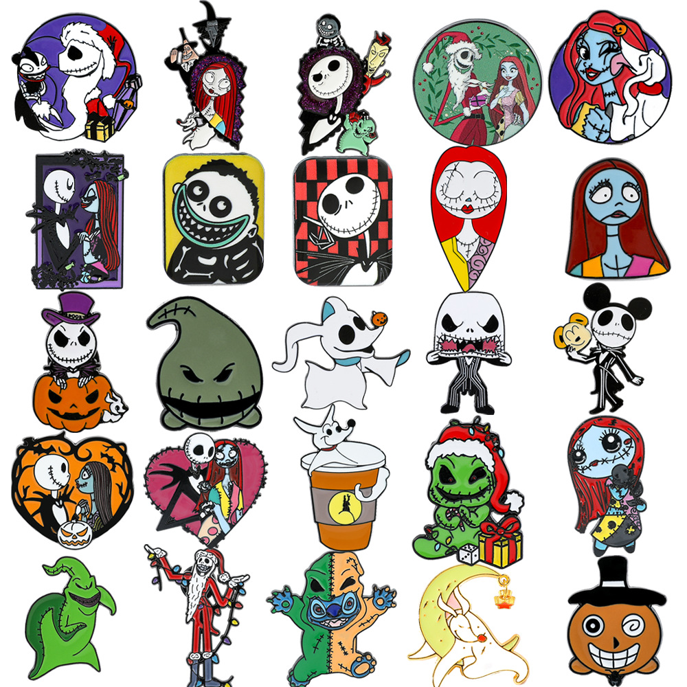 Cartoon Creative Personality Halloween Brooch Mickey Christmas Night Cry Sally Booky Metal Badge Pin Accessories
