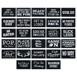 Cross-border New Badge patch Embroidered patch Cloth Sticker Embroidered Black and White English Cloth Sticker English Letter Rectangle