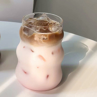 Cloud Cup Coffee Glass High Borosilicate Fruit Juice Cup with Straw Cold Water Drink Milk Tea Cup