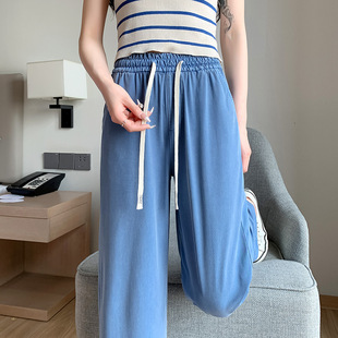 Large Size Tencel Jeans Women's Summer Loose Straight High Waist Washable Thin Casual Wide Leg Straight Pants