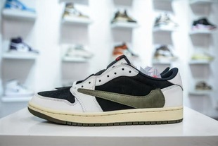 Putian Chun Юань AJ1 низкоуровневы молниеносные баскетбольные кроссовки TS совместное название черно-зеленые оливковые пары мужские и женские спортивные кроссовки