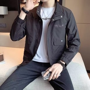 New Spring and Autumn Jacket Casual Trendy Workwear Baseball Suit Teenager Vertical Collar Zipper Jacket Wholesale 2024