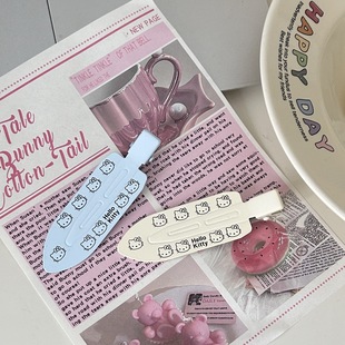 Printed kt alloy seamless hair clip Hello Kitty eight bangs side clip bangs forehead clip makeup hair clip