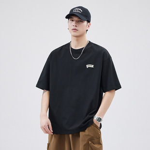 Appreciation cloud 2024 spring and summer new cotton cover silk round neck T-shirt men's loose casual printed fashion all-match short sleeve