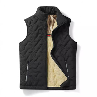 Graphene Lamb Fleece Black Gold Vest Men's Autumn and Winter Vest Warm fleece-lined Thickened Windproof Vest Jacket Men's
