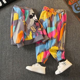 Baby's Autumn Sweat suit 2024 New Boys' Warm Children's Autumn Handsome Long Children's Two-Piece Set