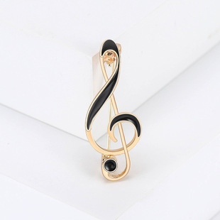 Japanese and Korean personality note brooch alloy oil drop simple atmosphere suit shirt pins for men and women manufacturers wholesale