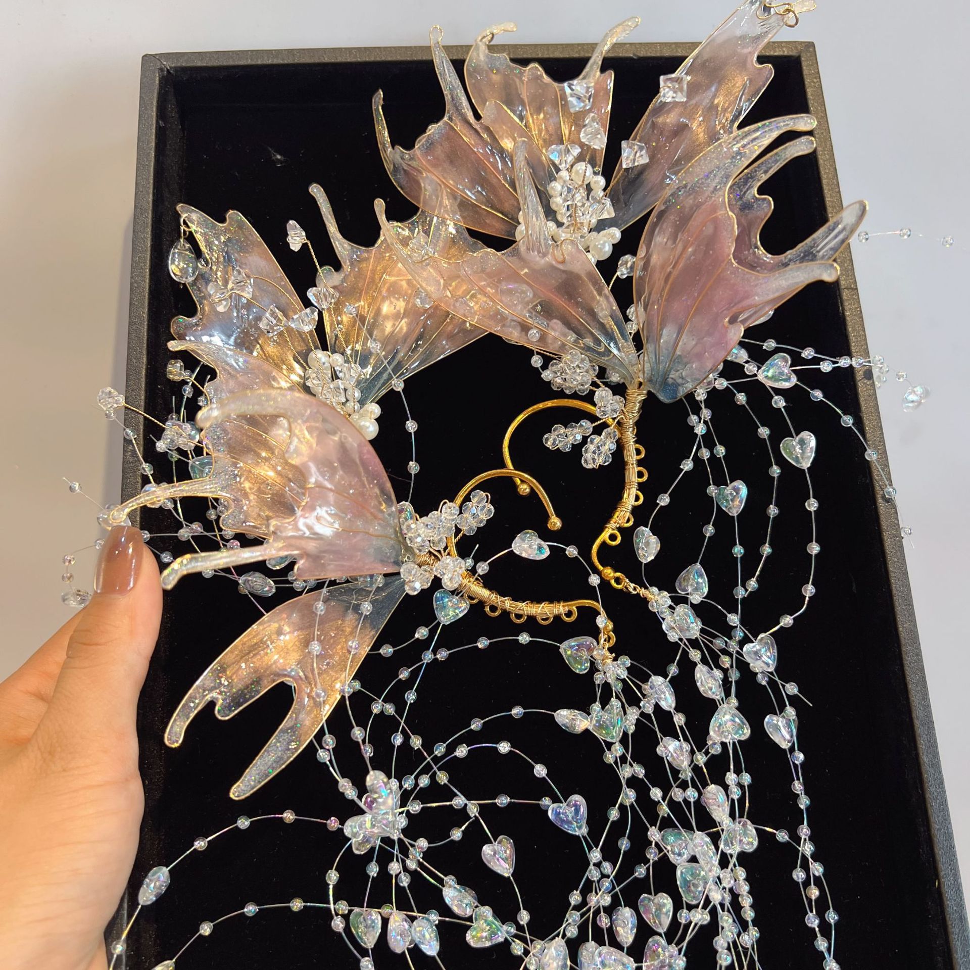 Super Immortal Fish Hair Crown Ancient Style Hair Accessories Tassel Ear Hanging Han Dynasty Mermaid High-Looking Hair Accessories Sweet Mermaid Hair Accessories