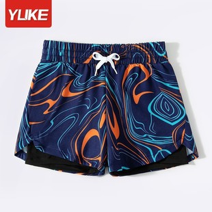 Children's Swimsuit Swimming Trunks Men's Professional Quick-drying Breathable Men's Anti-embarrassment Double-layer Swimming Trunks Big Children's Swimsuit Flat-angle Swimming Trunks