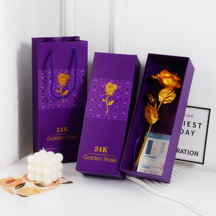 24k Gold Leaf Rose Accompanying Gift Box Color Box Lover Christmas Mother's Day Teacher's Day