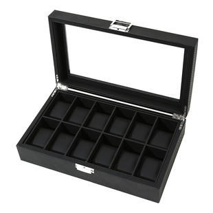 in stock wholesale 12 woven pattern full leather watch box PU watch storage display box leather box gift box watch box