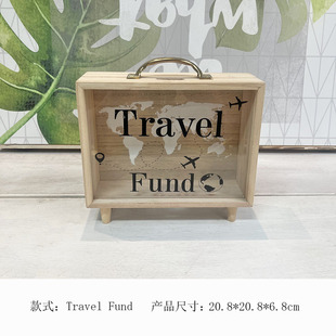 Nordic Wooden Piggy Bank Desktop Travel Funds Storage Box Transparent Savings Storage Box Desktop Decorative Wooden Box
