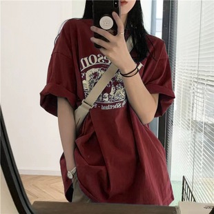 Pure Cotton Vintage Dark Green T-Shirt Women's Summer Loose Lazy Style plus size chubby girl Small Size Meat Covering Half Sleeve Top
