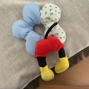 New explosion cartoon three-dimensional Mickey fart hair ring flower wave point large intestine hair ring cute plush head rope creative