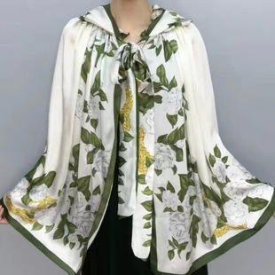 Summer women's new Sun Protection windproof hooded cape shawl fashionable all-match long women's retro temperament