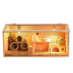 Wooden Rutin Chicken Feeding Box Transparent Front Window Landscape Villa Pet Box Wooden Quail Brooding Incubator