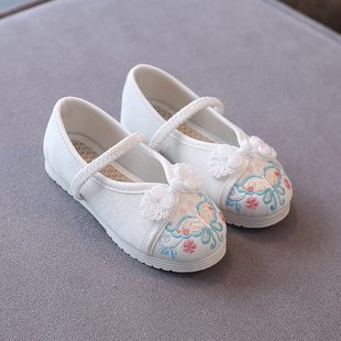 Hanfu Shoes Girls' Spring and Autumn Old Beijing Cloth Shoes Embroidered Shoes Chinese Style Princess Shoes Ancient Dress Dance Shoes for Primary School Students