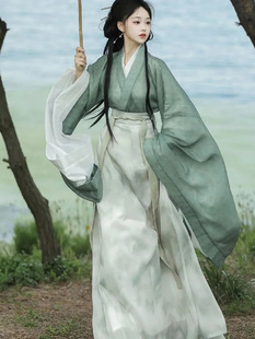 Hanfu женская одежда периода враждующих государств Pinellia Qixi воротник с длинными рукавами