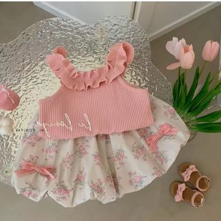 Girls' Vest Summer Outer Wear Small Fresh Solid Color Lacy Collar Sleeveless Baby Little Girl Sweet and Hot Small Top Sling