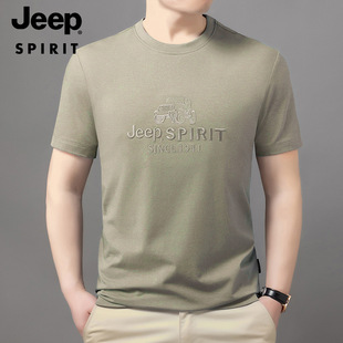 JEEP SPIRIT Summer Men's Short-sleeved T-shirt Loose Slimming Casual All-match Embroidery Half-sleeved Men's Style