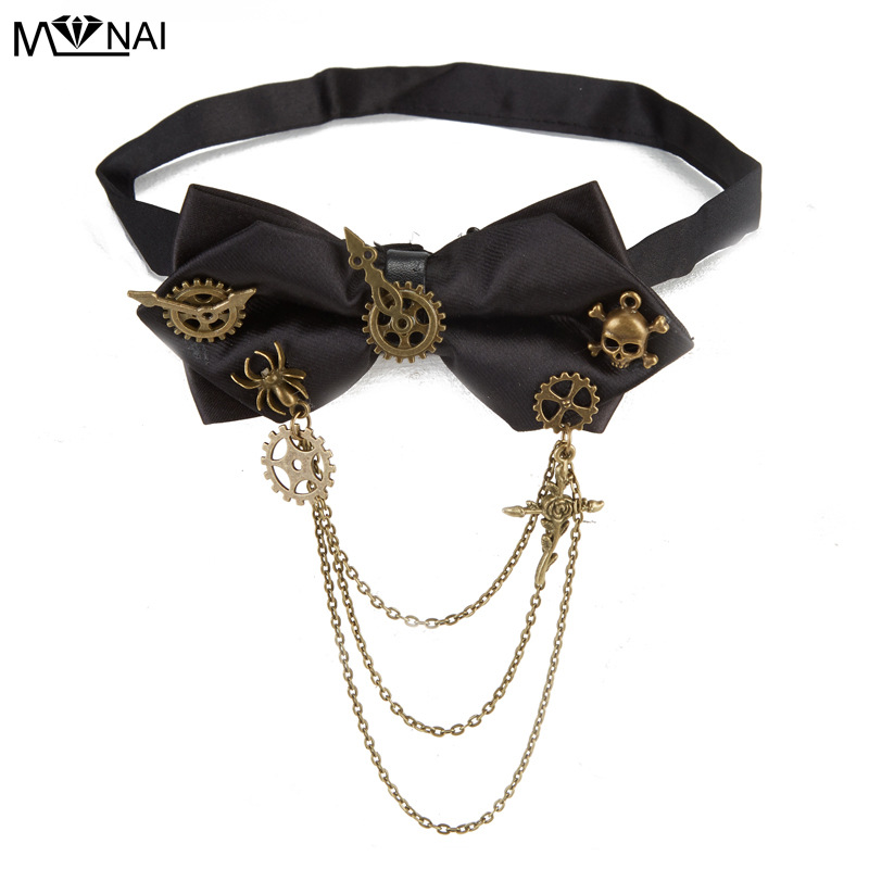 Steampunk Accessories Lolita Retro Bow Tie Gear Chain Feather Gothic Tie