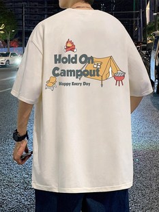Short-Sleeved T-Shirt Men's Summer 2025 New American Loose Trendy Brand Half-Sleeved Clothes Boys' Heavyweight Cotton T-Shirt t