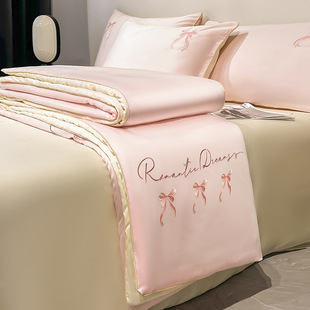 2025 New Type a Hemp Rope Style Washed Ice Silk Embroidered Summer Quilt Four-Piece Set Summer Cool Quilt Washed Silk Air-Conditioned Quilt