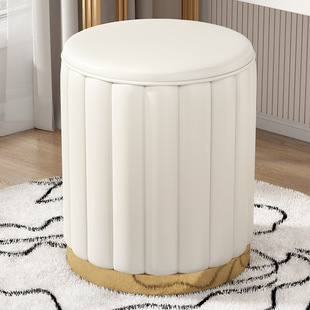 Makeup Stool Wholesale Bedroom Storage Dressing Stool Simple Storage Leather Pier Nail Art Makeup Shoes Changing Fabric Round Stool