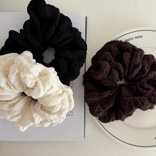Pleated Towel Ring Hair Rope Large Intestine Hair Accessories Ins Ring Simple Korean Style Retro Hair Accessories Girl's Horse Tail Ball Head