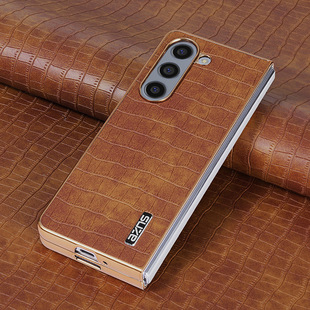 Применимо для Samsung Z Fold6/5 чехол для телефона 4/3 гальваника кожа крокодил складной экран защиты от падения на месте