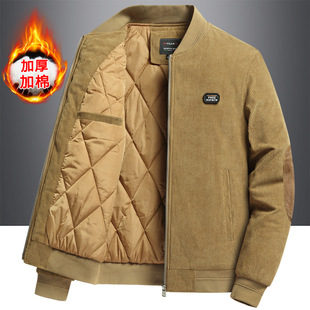 fleece-lined Thickened Corduroy Jacket Men's Autumn and Winter 2024 New Casual Jacket for Middle-aged Baseball Suit Men's Jacket
