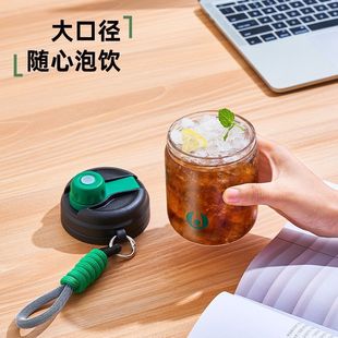 Water Cup Girl's Glass Cup Summer High Color Value New Style 2023 Large Capacity Tea Cup High Temperature Resistant Cup with Straw