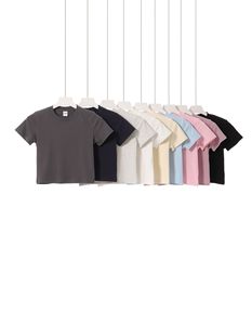 2025 spring and summer new solid color 230 grams spandex short sleeve round neck T-shirt top slim