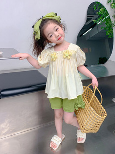 Girls' Summer suit 2025 New Western Style Baby Girl's Summer Short-sleeved Clothes Girls' Children's Summer Clothing Two-piece Set