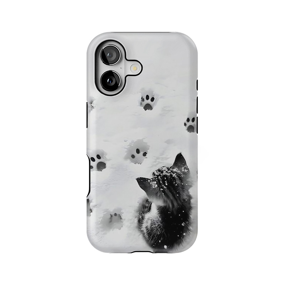 Cat-shaped offset film magnetic 2-in-1 case for Apple 17 Pro phones, 16/15/14/13cm soft and hard cases.