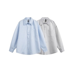 Dress Road Ancient 2025 Spring New Japanese Retro Double Collar Plaid Shirt Men's and Women's Loose All-match Shirt