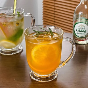 Gulu Gulu Big Mouth Cup Ins Korean Style Large Capacity Retro Belt Glass Juice Milk Tea Milk Cup