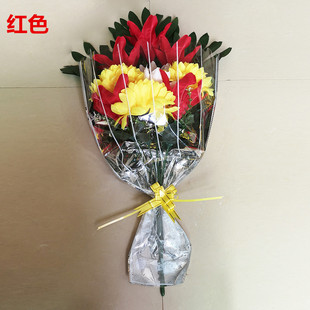 9-head fan-shaped holding bouquet of Qingming silk flower chrysanthemum simulation cemetery decoration flower arrangement art Daisy