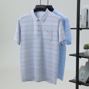 Summer short-sleeved T-shirt lapel men's 2025 casual loose breathable thin comfortable T-shirt polo middle-aged men