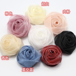 Permanent flower organza rose flower hair accessories bag clothing material dress coat decoration floret headdress