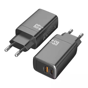 Cross-Border Export 65W Gallium Nitride Charger Pd+Qc3.0 Fast Charging Charging Head European Standard Charger Suitable for Mobile Phones