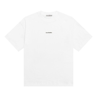 Acne Loose Round Neck Letter Small Square Classic Smiley Laser Print Short-sleeved Women's Casual T-shirt Couple Same Style