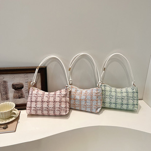 Bag Spring Women's All-match Niche Design Women's Bag Fashion Women's Plaid Shoulder Underarm Bag Instagram Wholesale