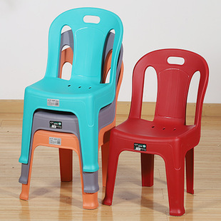 Plastic Backrest Chair Thickened Modern Simple Adult Sittable Chair for Living Room Children Adult Extra Thick Large Stool