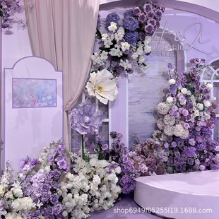 Factory wholesale purple wedding simulation flower wedding decoration road row flower silk flower fake flower plastic artificial flower