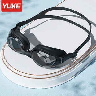 Swimming Goggles for Men and Women High-definition Myopia Anti-fog Waterproof Flat Electroplating with Earplugs Swimming Goggles Equipment Wholesale
